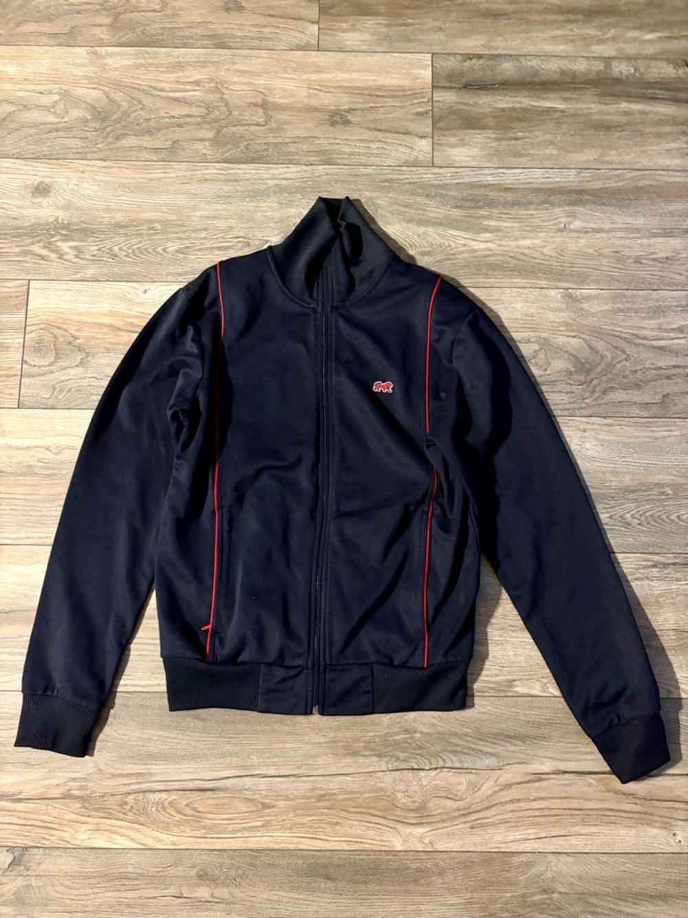 Men's blue Turtleneck Track Sweater with Red Piping